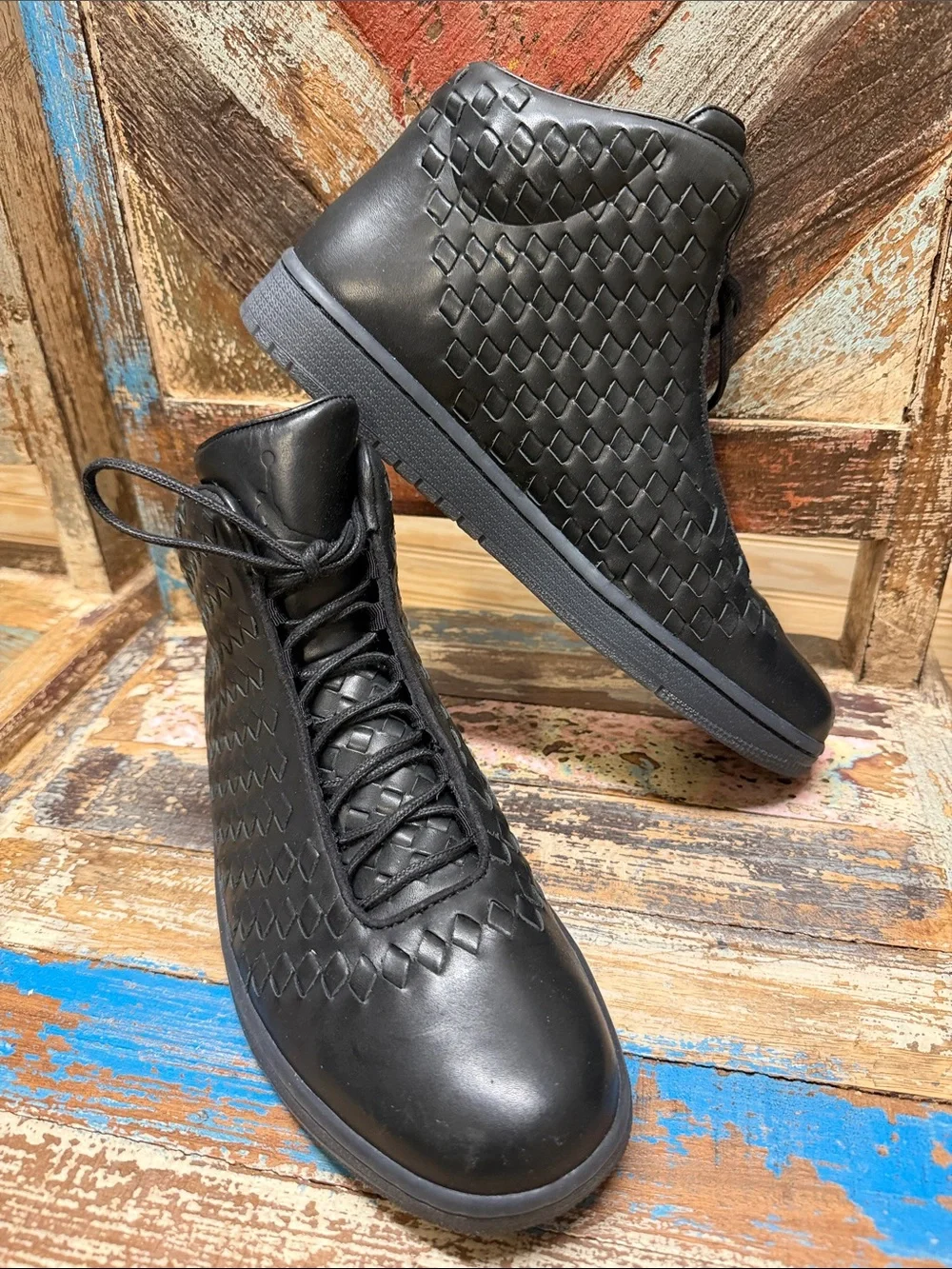Jordan Black Woven High-Top Sneakers Size 10